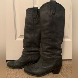 Frye Charcoal Leather Over the Knee Boots
